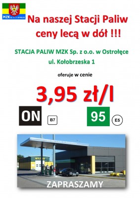 Na naszej stacji ceny lecą w dół !