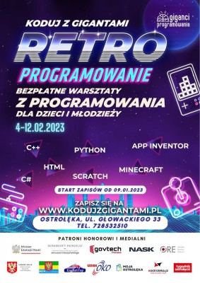 Programowanie w świecie retro gier dla dzieci i młodzieży! Startują bezpłatne warsztaty “Koduj z Gigantami - Retroprogramowanie”.